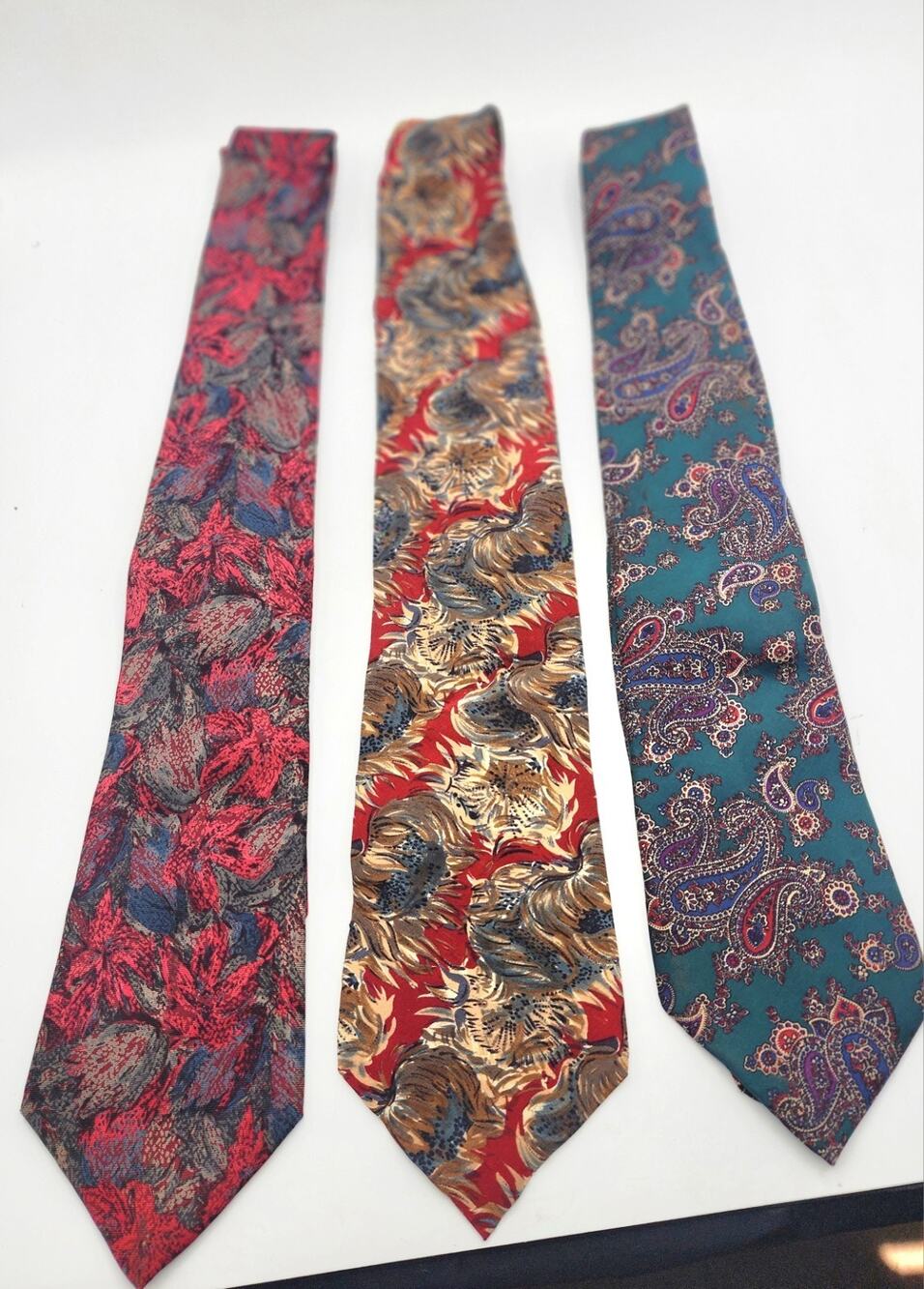 Lot of 3 Vintage Christian Dior Neckties Silk Paisley Floral USA Italy Designer
